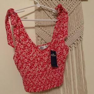 Hollister crop top. Elastic band bottom. Red and white